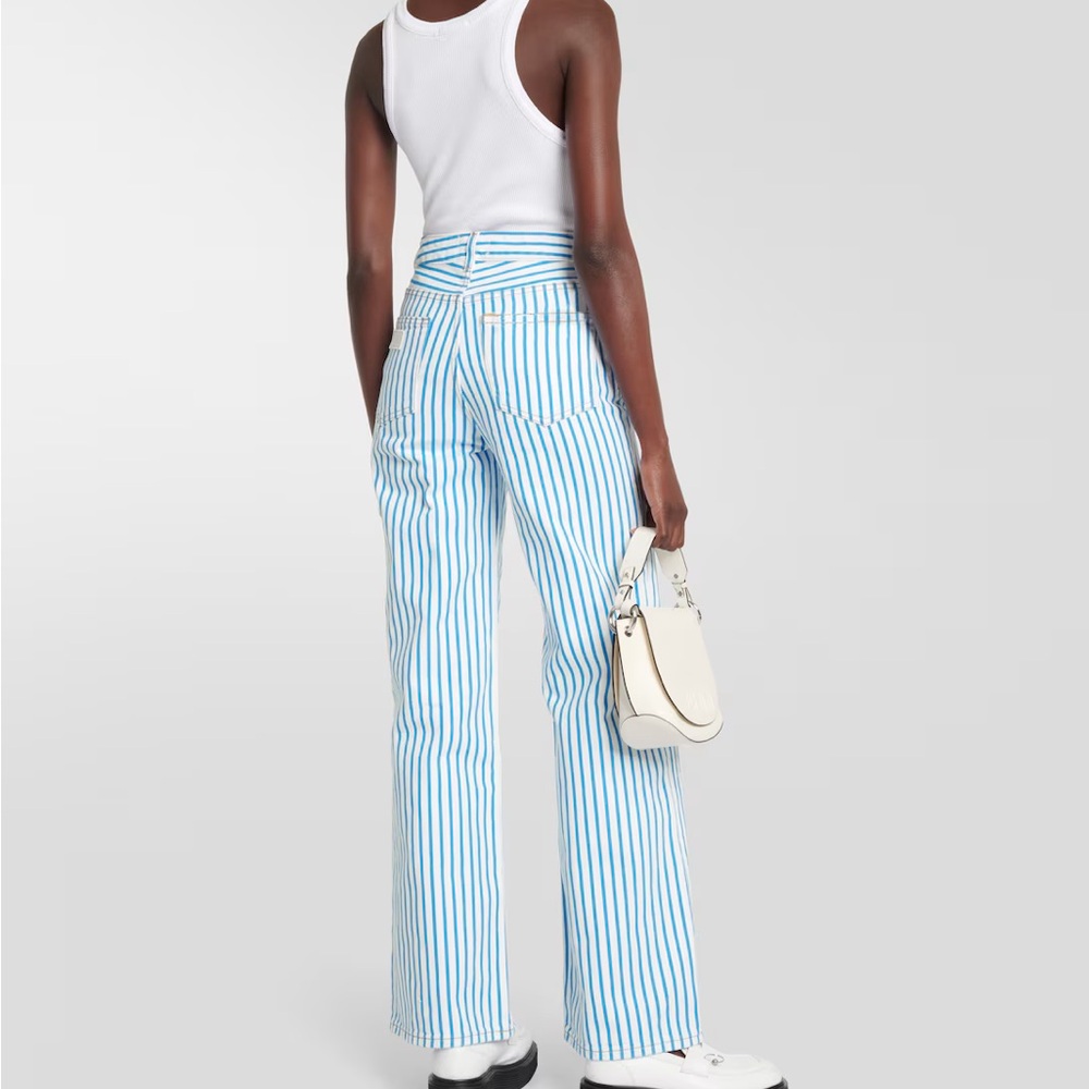 Ganni Blue and White Striped Pants